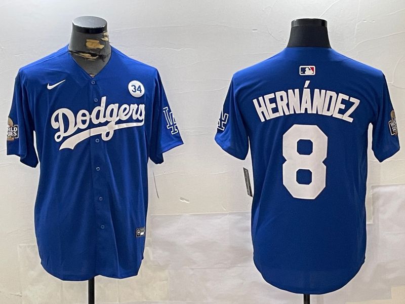 Men Los Angeles Dodgers #8 Hernandez Blue Game 2024 Nike MLB Jersey style 1120